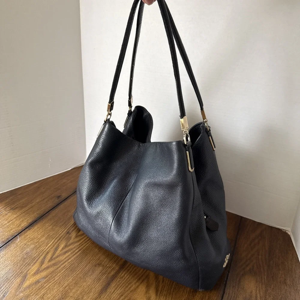 Coach Madison Phoebe Black Pebbled Leather Hobo Tote